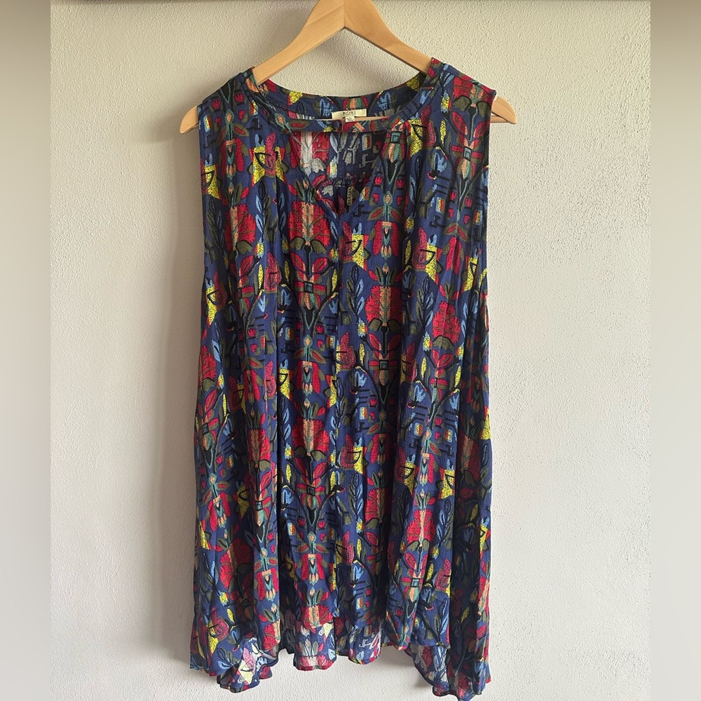 Kori America‎ Leia Swing Tunic High/Low Floral Rayon Summer Women’s Large Dress